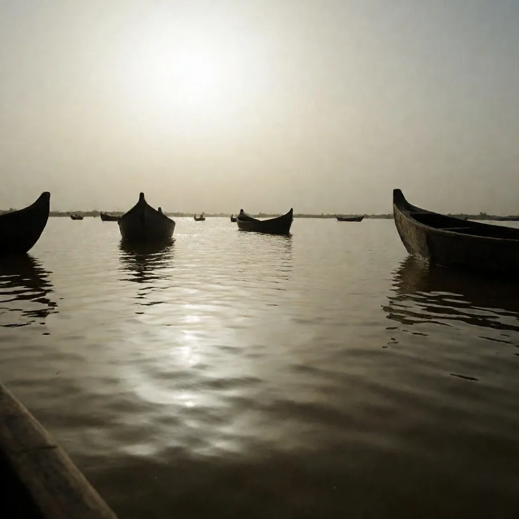 Pescadores locales buscan en el río al amanecer tras el naufragio